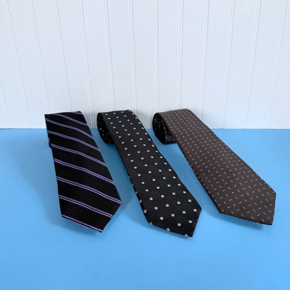 Bundle Of 3 U.S. Polo Assn. Men's Tie Trio - Black, Purple, Brown